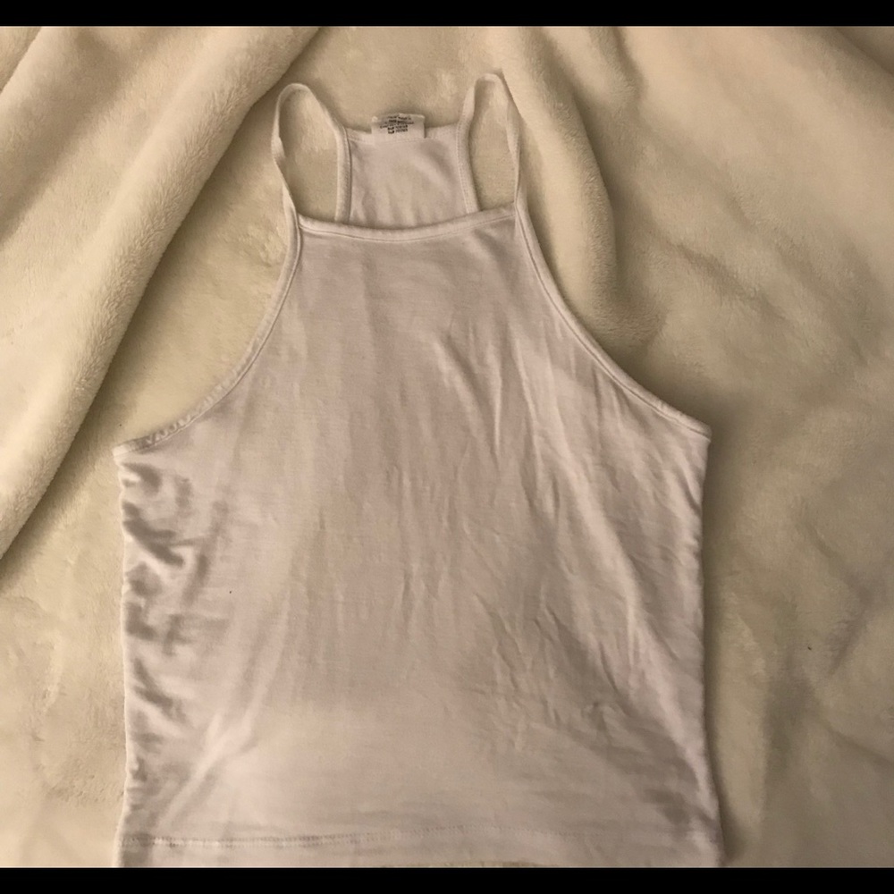 White crop halter top